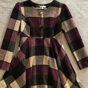 Ryu Plaid Fit & Flare Coat Dress